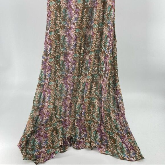 Nieves Lavi Floral Print Maxi Dress Sleeveless Casual Silk Brown M - Picture 2 of 8